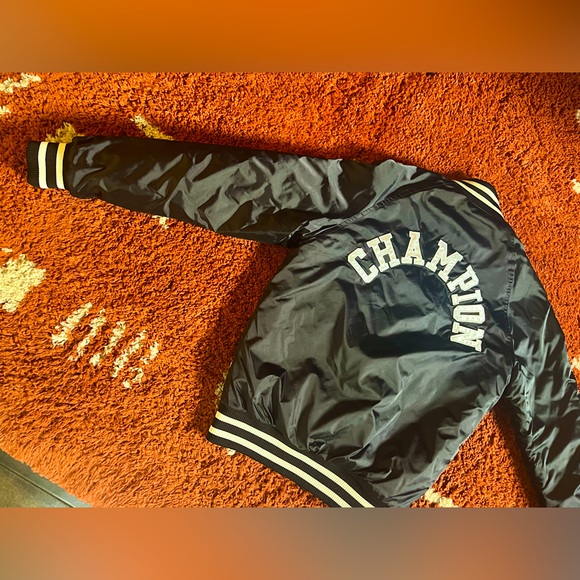 Champion shiny black reverse weave varsity jacket - Picture 2 of 4